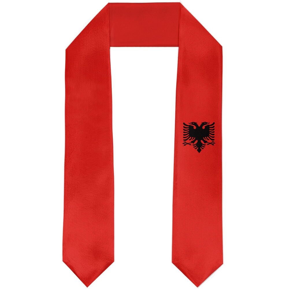 7216 Albania Flag Graduation Stole Satin Sash Scarf for Study Aboard